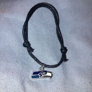Seattle Seahawks Charm Bracelet with Black Cord